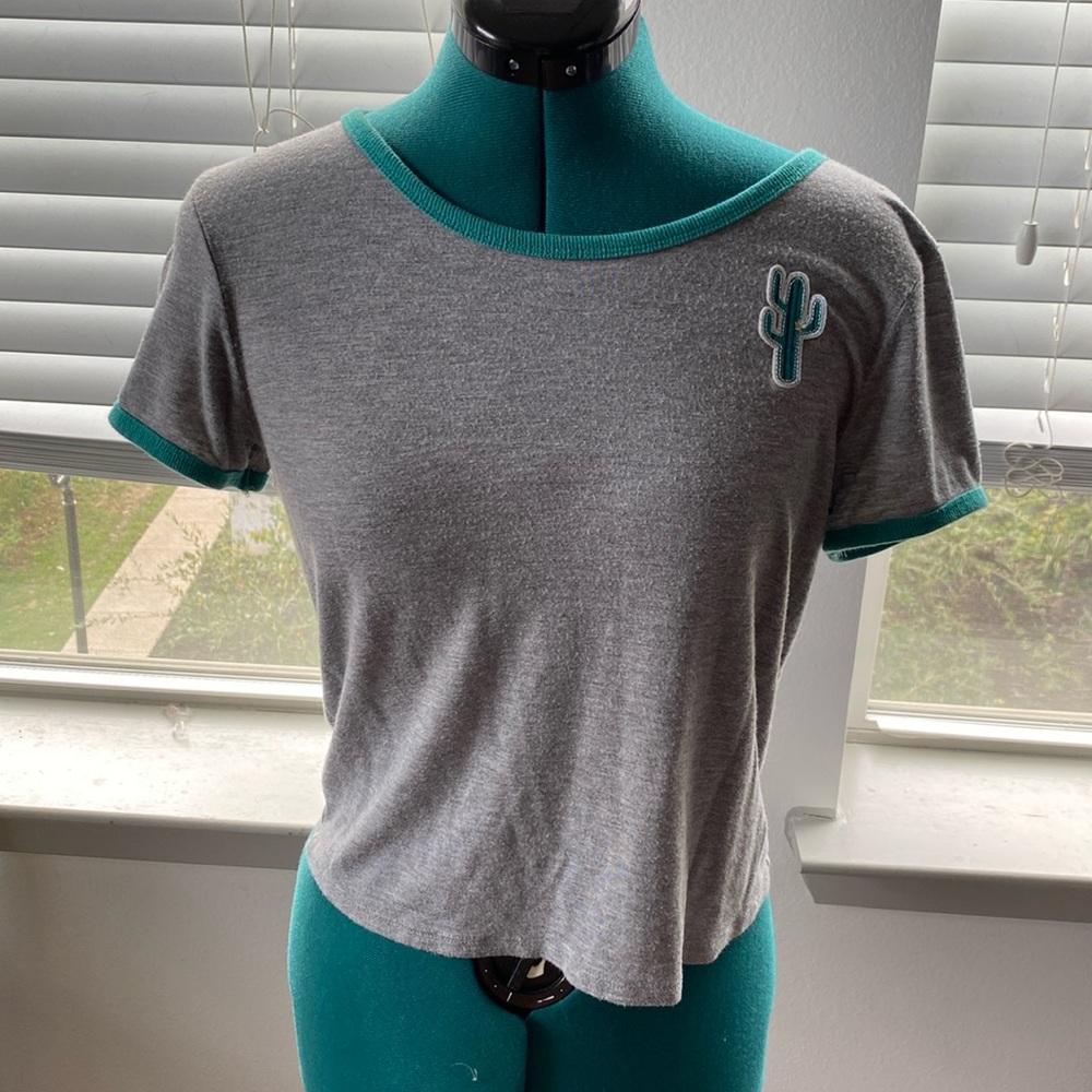 Mossimo grey and green cactus shirt